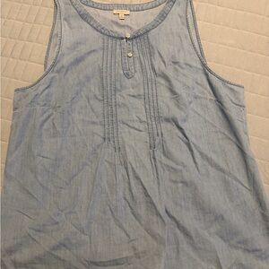 Talbots Chambray Blue Sleeveless Blouse